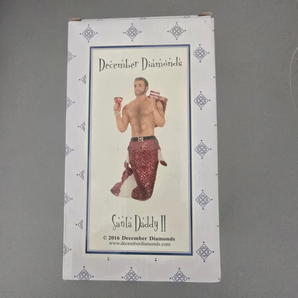December Diamonds‎ Santa Daddy II Merman Christmas Ornament 55-55008 Red Glitter